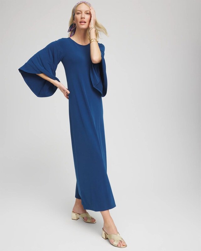3/4 Flutter-Sleeved Maxi Dress - image 2